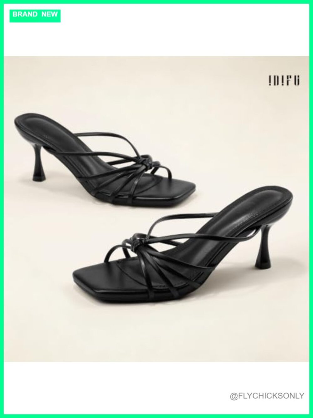 Kitten Heels Strappy Square Toe Slip On Low Heel Sandals - Picture 5 of 5